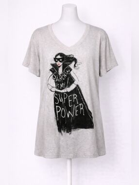 Ladies Gray Sarcasm Graphic Top
